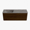 Mondiaz CIRO-DLUX Badkamermeubelset - 140x45x50cm - Solid surface wastafel Oza - 1 wasbak Links - zonder kraangaten - 4 lades - Walnut SW1530688
