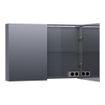 Saniclass Dual Armoire de toilette 99x70x15cm éclairage intégré rectangulaire 2 portes pivotantes MDF Gris brillant SW371701