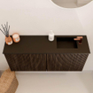 Mondiaz JOYA 90cm toiletmeubel - kleur Walnut - Wastafel FAYE positie Rechts 1 kraangat kleur Urban. SW1421346