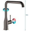 GROHE Essence New Mitigeur de cuisine bec L haut pivotant 0° / 150° / 360° Hard graphite brillant (anthracite) SW97563