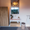 Mondiaz ALAN-DLUX Ensemble de meuble - 80cm - meuble Washed Oak mat - 1 tiroir - Lavabo Cloud Glace suspendu - vasque Centre - 0 trous de robinet SW808764