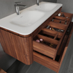 Saniclass Terra Wastafelonderkast - 120cm - 2 lades - wastafel solid surface - 1 wasbakken - 2 kraangaten - afgeronde hoeken - kastanje (walnoot) SW1447035