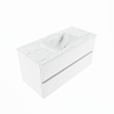 MONDIAZ VICA-DLUX Ensemble meuble de salle de bains - 100cm - meuble bas talc - 2 tiroirs - lavabo encastré cloud central - sans trous de robinet - version haute 60cm - opalo SW1088493