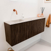 Mondiaz JOYA-DLUX Meuble de salle de bains 111.6cm - arrondi droite couleur Walnut - Vasque FAYE position Gauche Sans trou de robinet couleur Nata. SW1424538