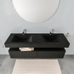 MONDIAZ ALAN 150cm - meuble-bas - 2 tiroirs - lavabo suspendu - 2 vasques - 2 trous de robinet - urban SW408688