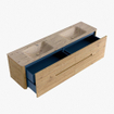 Mondiaz CIRO-DLUX Meuble de salle de bains - 180x45x50cm - Plan-vasque solid surface Arena - 2 vasques Double - 2 perçages de robinetterie - 4 tiroirs - Chêne SW1531369