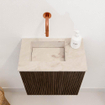 Mondiaz JOYA-DLUX 40cm toiletmeubel - kleur Walnut - Wastafel FAYE positie Links Zonder kraangat kleur Frappe. SW1422251