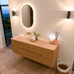 Mondiaz CIRO-DLUX Badkamermeubelset - 150x45x50cm - Solid surface wastafel Saba - 1 wasbak Links - zonder kraangaten - 4 lades - Oak SW1531204