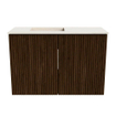 Mondiaz JOYA-DLUX 60cm meuble de toilette - couleur Walnut - Lavabo FAYE position Gauche Sans trou de robinet couleur Meli. SW1424406
