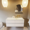 MONDIAZ VICA-DLUX Ensemble meuble de salle de bains - 120cm - meuble bas talc - 4 tiroirs - lavabo encastré cloud à droite - sans trous de robinet - version haute 60cm - opalo SW1088514