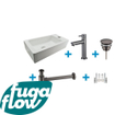 FugaFlow Eccelente Sobrado Pack Lave-mains - 1 trou de robinet - droite - robinet Metal Black - Blanc SW1124046