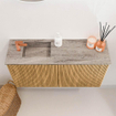 Mondiaz JOYA-DLUX Meuble de salle de bains 80cm - couleur Oak - Vasque FAYE position Gauche 1 trou de robinet couleur Oza SW1424086