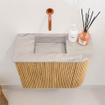 Mondiaz JOYA-DLUX 51.6cm toiletmeubel - ronding rechts kleur Oak - Wastafel FAYE positie Links Zonder kraangat kleur Glace. SW1422005