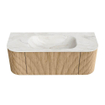 MONDIAZ KURVE-DLUX 120cm Meuble salle de bain avec module 25 G et D - couleur Oak - 1 tiroir - 2 portes - vasque BIG SMALL centre - sans trou de robinet - couleur Ostra SW1137736