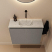 MONDIAZ TURE-DLUX Meuble toilette - 60cm - Smoke - EDEN - vasque Opalo - position centrale - sans trou de robinet SW1104628