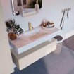 Mondiaz ALAN-DLUX Ensemble de meuble - 110cm - meuble Linen mat - 1 tiroir - Lavabo Cloud Opalo suspendu - vasque Centre - 1 trou de robinet SW806595