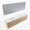 Mondiaz VICA ensemble de meuble de salle de bain - 200cm - meuble sous-vasque chêne blanchi - 4 tiroirs - lavabo cloud gauche - 1 trou de robinet - couleur talc - miroir LED - version XL 60cm de haut SW1100231