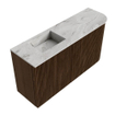 Mondiaz JOYA-DLUX Meuble de toilette 81,6 cm - arrondi droit couleur Noyer - Vasque FAYE position Gauche 1 trou de robinet couleur Glace SW1422402