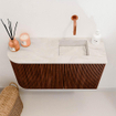 Mondiaz JOYA-DLUX 71.6cm toiletmeubel - ronding links kleur Ruby - Wastafel FAYE positie Rechts Zonder kraangat kleur Ostra. SW1423821