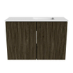 Mondiaz JOYA 60cm meuble de salle de bains - couleur Shadow - Lavabo FAYE position Droite Sans trou de robinet couleur Talc. SW1421396