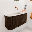 Mondiaz JOYA-DLUX 83.2cm meuble de toilette - arrondis gauche et droite couleur Noyer - Vasque FAYE position Milieu Sans trou de robinet couleur Nata. SW1424554