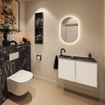 MONDIAZ TURE-DLUX Meuble toilette - 80cm - Talc - EDEN - vasque Lava - position gauche - 1 trou de robinet SW1103610