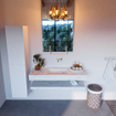 Mondiaz ALAN-DLUX Ensemble de meuble - 120cm - meuble Opalo mat - 0 tiroirs - Lavabo Cloud Opalo suspendu - vasque Centre - 0 trous de robinet SW809247
