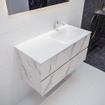 Mondiaz VICA ensemble de meuble de salle de bain - 100cm - meuble sous-vasque carrara - 2 tiroirs - lavabo cloud droite - 1 trou de robinet - miroir LED - version XL 60cm de haut SW1097639