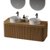 Royal Plaza Terra Edge Meuble sous-vasque - 120cm - nervuré - 2 tiroirs - angles arrondis - Sandwood (chêne clair) SW1449114