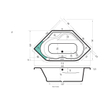 Xenz NewGuinea hoekbad - 140x140cm - met overloop - zonder afvoer - Hoekopstelling links of rechts - Acryl Ebony mat SW103512