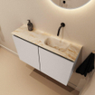 MONDIAZ TURE-DLUX Meuble toilette - 80cm - Linen - EDEN - vasque Frappe - position droite - sans trou de robinet SW1102859