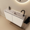 MONDIAZ TURE-DLUX Meuble toilette - 80cm - Talc - EDEN - vasque Glace - position droite - 1 trou de robinet SW1103097