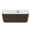 Mondiaz JOYA Meuble de toilette 93,2cm - arrondis gauche et droite couleur Shadow - Lavabo FAYE position Milieu 1 trou de robinet couleur Talc SW1421462