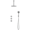 Fortifura Nebbio Ensemble de douche pluie - robinet encastré - élément encastré - coude de raccordement mural - flexible de douche en métal - douchette ronde - bras de plafond 20cm - douche de tête 30cm - inox brossé PVD SW1447118