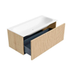 MONDIAZ KURVE 100cm Meuble salle de bain - couleur Oak - 1 tiroir - vasque BIG MEDIUM centre - 1 trou de robinet - Talc SW1138188