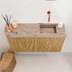 Mondiaz JOYA-DLUX 81.6cm toiletmeubel - ronding links kleur Oak - Wastafel FAYE positie Rechts Zonder kraangat kleur Arena. SW1423917