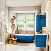 Mondiaz VICA ensemble de meuble de salle de bain - 120cm - meuble sous-vasque jeans - 4 tiroirs - lavabo cloud droite - 1 trou de robinet - couleur talc - miroir LED - version XL 60cm haut SW1095539