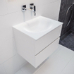 Mondiaz VICA ensemble de meuble de salle de bain - 60cm - meuble sous-vasque talc - 2 tiroirs - lavabo moon milieu - sans trou de robinet XL version 60cm haut SW1090480