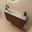 MONDIAZ TURE-DLUX Meuble toilette - 80cm - Rust - EDEN - vasque Glace - position gauche - 1 trou de robinet SW1103480