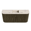 Mondiaz JOYA-DLUX Meuble de salle de bains 93.2cm - arrondis gauche et droite couleur Shadow - Vasque FAYE position Milieu Sans trou de robinet couleur Nata SW1425000
