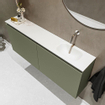 MONDIAZ TURE Kit lave-mains - 120x23x50cm - 0 trou de robinet - 2 portes - armée mate - Lavabo à droite - Solid Surface Blanc SW475028