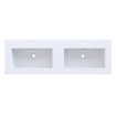 Arcqua Mira Inbouw Wastafel - 141x46x1.5cm - dubbele wasbak - 2 kraangaten - cast marble - mat wit SW1581371