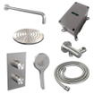 BRAUER Brushed Edition Regendoucheset inbouw - hoofddouche 20cm - gladde knop - inclusief inbouwdeel - handdouche rond 3 standen - PVD - geborsteld RVS SW538392
