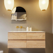 MONDIAZ VICA-DLUX Ensemble meuble de salle de bains - 120cm - sous-meuble chêne blanchi - 4 tiroirs - lavabo encastré cloud à gauche - sans trous de robinet - version haute 60cm - opalo SW1088413
