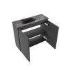 MONDIAZ TURE-DLUX 60cm toiletmeubel Dark Grey. EDEN wastafel Lava positie links. Met 1 kraangat. SW1103727