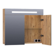 BRAUER Promise Armoire de toilette 80x70x15cm éclairage intégré rectangulaire 2 portes pivotantes MFC Old Castle SW371719