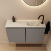 MONDIAZ TURE-DLUX Meuble toilette - 80cm - Smoke - EDEN - vasque Ostra - position droite - 1 trou de robinet SW1105145