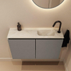 MONDIAZ TURE-DLUX meuble WC 80 cm Smoke. Lavabo EDEN Ostra position droite. Avec 1 trou de robinet. SW1105145