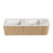 MONDIAZ KURVE-DLUX 155cm Meuble salle de bain avec module 25 D - couleur Oak - 2 tiroirs - 1 porte - vasque LEAF double / gauche - sans trou de robinet - couleur Frappe SW1137382