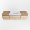 MONDIAZ BUKLA 140cm ensemble de meuble avec module 40 couleur Chêne blanchi avec 3 tiroirs. Lavabo CLOUD milieu 0 trous de robinet couleur Talc. SW1381975